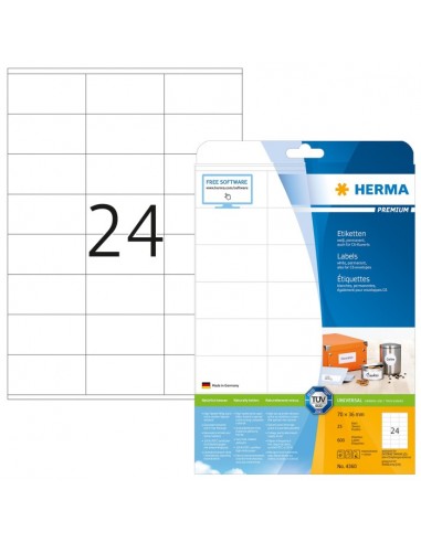 Herma Labels             70x36 25 Sheets DIN A4 600 pcs. 4360