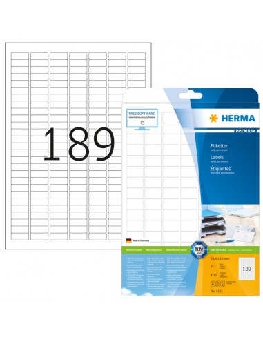 Herma Labels       25,4x10 25 Sheets DIN A4 4725 pcs. 4333