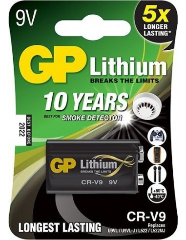 1 GP Lithium 9V Battery  CR-V9 best for Smoke Detector etc