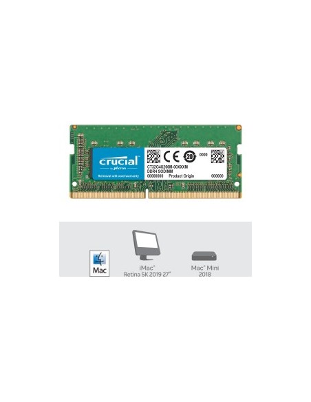 Crucial 32GB DDR4 2666 MT/s CL19 PC4-21300 SODIMM 260pin for Mac