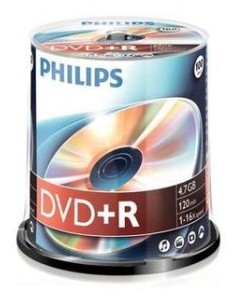 1x100 Philips DVD+R 4,7GB 16x SP